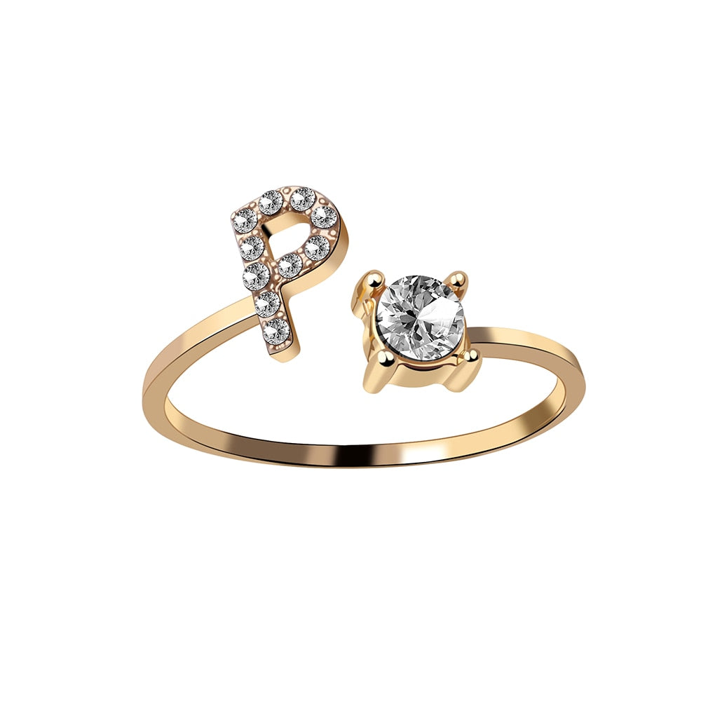 P Letter - Initial Gold Diamond Ring | Unique gold rings, Gold diamond,  Gold diamond rings